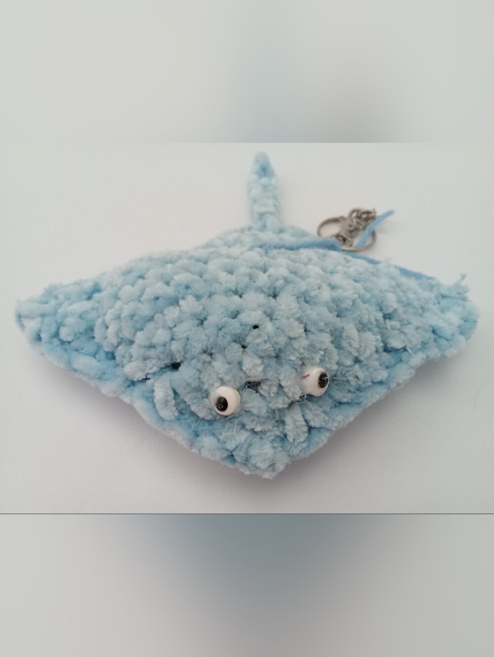 Plush Light Blue Ray Key & Card Holder Keychain